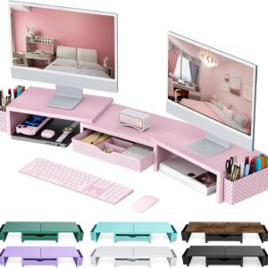 Dual Monitor Stand Riser Black Desk Organizer - Image 10