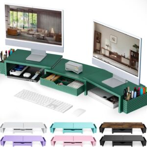Dual Monitor Stand Riser Black Desk Organizer - Image 12
