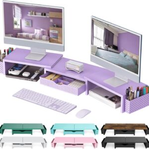 Dual Monitor Stand Riser Black Desk Organizer - Image 13