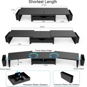 Dual Monitor Stand Riser Black Desk Organizer - Image 3