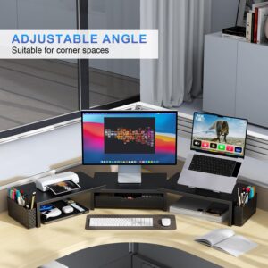 Dual Monitor Stand Riser Black Desk Organizer - Image 6
