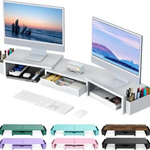 Dual Monitor Stand Riser Black Desk Organizer - Image 8