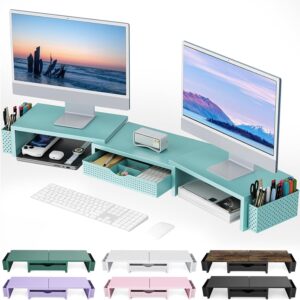 Dual Monitor Stand Riser Black Desk Organizer - Image 9